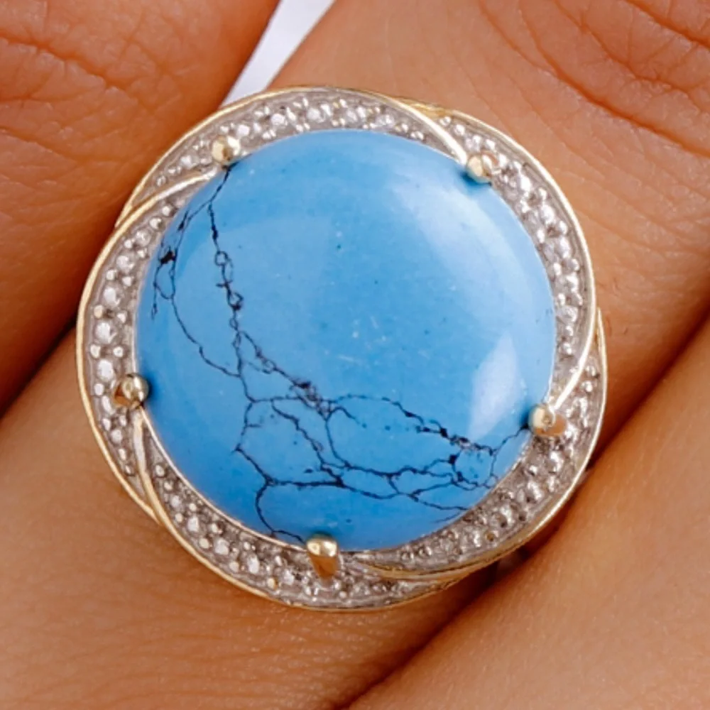 Blue Howlite Solitaire Ring